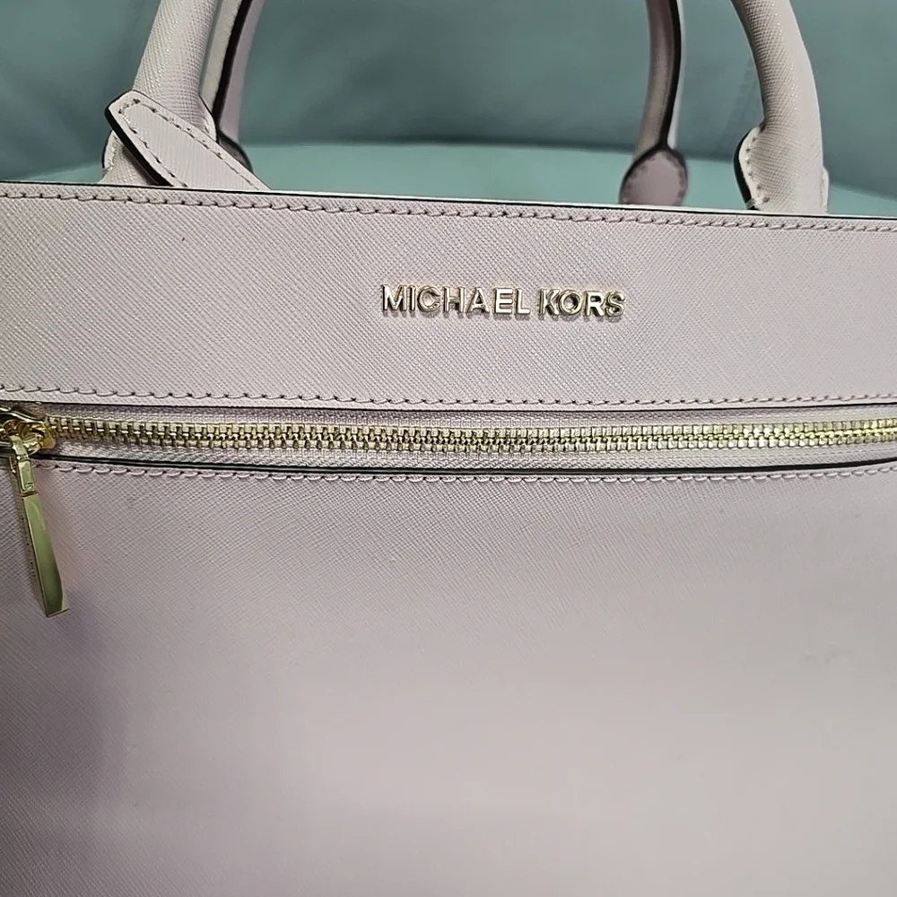 Michael Kors Hailee Medium Saffiano Leather Satchel Crossbody Bag‎ Blossom Pink - Picture 2 of 11